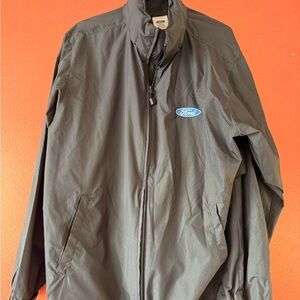 Ford Men's Charcoal Gray Windbreaker Jacket with Blue Logo